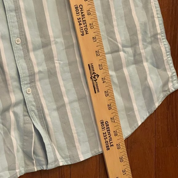 New Denim & Flower Ricky Singh Mint Gray and White Striped Button Down Shirt - Picture 13 of 15